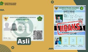 Beredar Kartu Nikah Poligami, Ini Penjelasan Kemenag Perbandingan kartu nikah asli dan hoaks. (Istimewa)