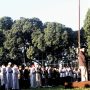 Pelaksanaan sholat idul jamaah Muhammadiyah di lapang Lodaya Bandung. Sabtu (9/7). Foto. Deni Jabar Ekspres.