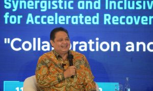 Menko Airlangga Hartarto ketika Hadir dalam acara Leaders Talk Festival di Bali.