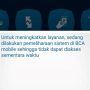 Tampilan layar M-Banking BCA yang mengalami Error. hingga tak bisa diakses untuk transaksi.