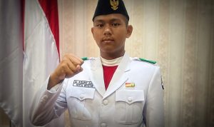 Salah satu tim Paskibraka Kota Bogor, Muhammad Agung Aulia. yang ternyata seorang penjual es doger. (Yudha Prananda)