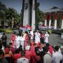 Pelaksanaan doa bersama di pelataran Tugu Kujang, Kota Bogor, Rabu (17/08). (Yudha Prananda)