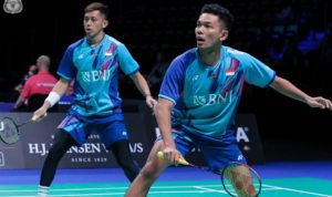 Pasangan Fajar /Riyan yang harus bersiap menghadapi Kevin/Marcus dalam laga final Denmark Open 2022, hari ini Minggu (23/20)