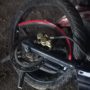 Kendaraan motor pelaku penabrakan yang mengalami rusak pada bagian roda depan saat ini masih berada di Polres Subang