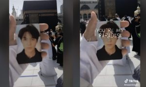 Viral Video Fans Bawa Foto Suga BTS Depan Ka'bah/ TikTok @naaxminsgv
