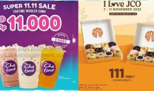 Aneka Promo 11.11: JCO, Chatime, Gofood, Shopee, Chatime, Pizza Hut, Kopi Kenangan Sampai Street Boba