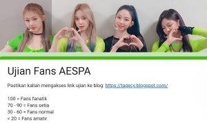 Tangkapan gambar link ujian fans aespa