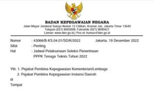 Jadwal Seleksi PPPK Tenaga Teknis 2022
