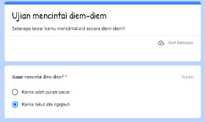 Tes Ujian Mencintai Diam-Diam/ Tangkapan Layar Google Form