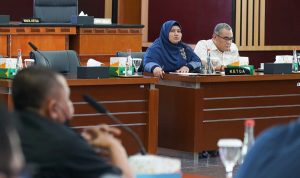 Ketua Bapemperda DPRD Kota Bogor, Endah Purwanti saat memimpin rapat koordinasi bersama Pemkot Bogor dan Perumda Tirta Pakuan. (Yudha Prananda / Jabar Ekspres)