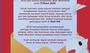 JD.ID Umumkan Tutup Melalui Website Resminya! JD.ID Umumkan Tutup Melalui Website Resminya! (sumber: m.jd.id)