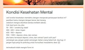 LINK Tes Ujian Kesehatan Mental Update Januari 2023, Gratis via Google Form Docs, Cek Kondisi Mental Kamu di Sini
