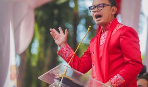 Wali Kota Bogor Bima Arya saat berpidato pada kegiatan Bogor Street Festival CapGoMeh (CGM) 2023 beberapa waktu lalu. (Yudha Prananda / Jabar Ekspres)