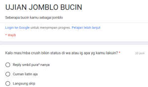 Link Ujian Jomblo Viral/ Tangkap Layar Google Form