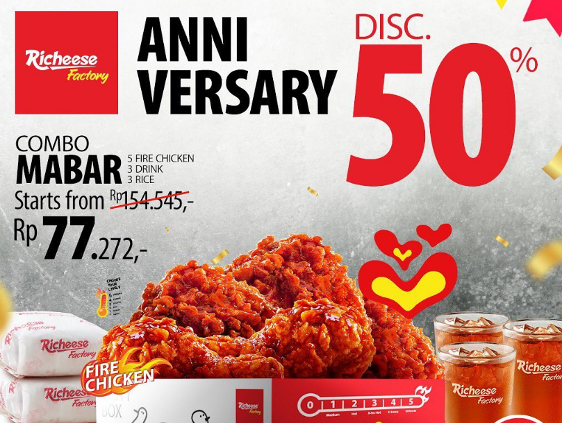 Promo Richeese 50% Hari Ini Spesial Anniversary, Simak Caranya ...