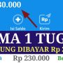 Bukti pembayaran saldo DANA gratis hingga Rp 230 Ribu.