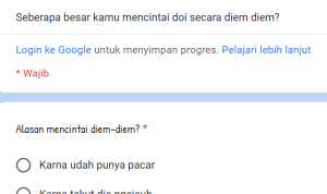 Tangkapan Layar Ujian Mencintai Diam-Diam Via Google Forms