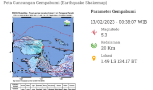 Info Gempa Terkini M 5,3 Di Papua Barat Hari Ini 13 Februari 2023