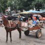 Masyarakat menikmati jasa wisata kuda tunggang dan delman sembari ngabuburit di kawasan Masjid Pusdai. (HENDRIK MUCHLISON/JABAR EKSPRES)
