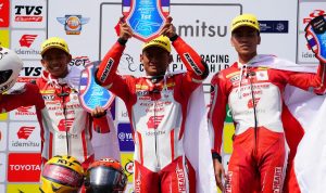 Indonesia Raya Berkumandang, Pebalap Astra Honda Sapu Bersih Podium ARRC Thailand Pebalap Astra Honda Sapu Bersih Podium ARRC Thailand. (istimewa)