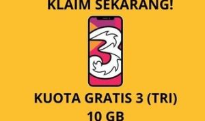 Klaim Sekarang Kuota Gratis 3 (Tri) 10 GB! Klaim Sekarang Kuota Gratis 3 (Tri) 10 GB!