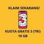 Klaim Sekarang Kuota Gratis 3 (Tri) 10 GB!