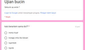 Tangkapan Layar Link Ujian Bucin Via Google Form