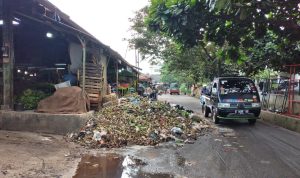 Hampir Dua Bulan, Sampah Menggunung di Pasar Gedebage Tak Terangkut TIMBULKAN BAU MENYENGAT: Hampir dua bulan kondisi tumpukan sampah yang belum terangkut di Pasar Gedebage. (HENDRIK MUCHLISON/JABAR EKSRPES)