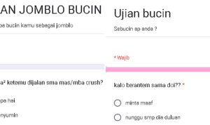 Tes Bucin dan Jomblo/ Kolase Link Tes Ujian Google Form