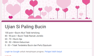 Tangkapan Layar Link Ujian Si Paling Bucin Google Form