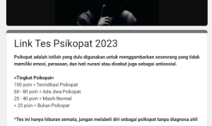 Tangkapan Layar Link Tes Psikopat 2023 Google Form