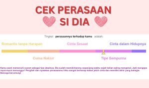 Hasil Link Tes Online 'Apakah Dia Menyukaiku'/ Tangkap Layar Arealme.com
