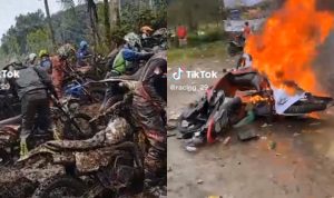 Acara Trail Motor Ricuh di Ranca Upas/ TikTok @racing_29