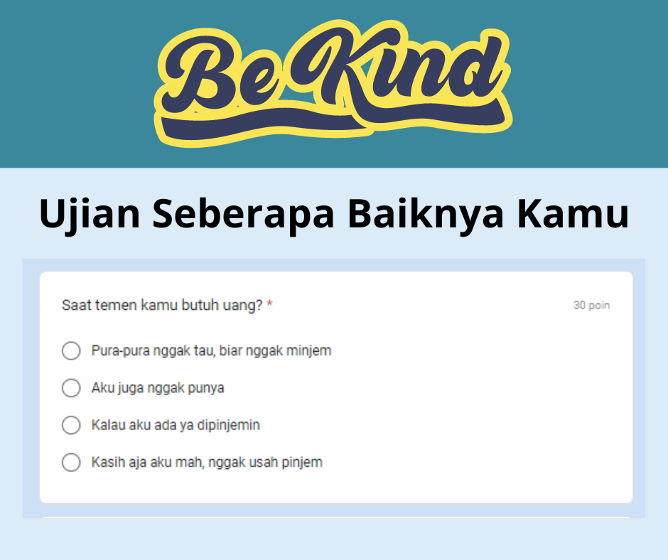 LINK Ujian Seberapa Baiknya Kamu Docs Google Form, Kamu Beneran Baik ...