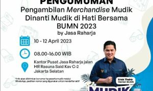 Pengambilan merchandise untuk program mudik gratis yang bergulir hingga 12 April 2023 / IG Jasa Raharja
