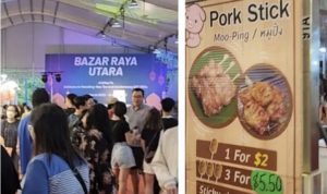 Heboh, Jual Sate Babi di Bazar Ramadhan Lapak penjual sate babi ditengah bazar Ramadhan di Singapura (Foto: World of Buzz)