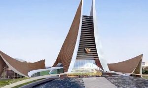 Prototype pampilan depan Istana Ibu Kota Negara Baru di Kaltim. Tercatat ada sebanyak 16 negara tertarik proyek IKN. (Kementerian PUPR)