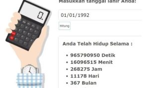 VIRAL! Kalkulator Hitung Umur, Cek Sudah Berapa Juta Menit Kamu Hidup Kalkulator Hitung Umur yang sedang viral.