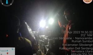 BPBD Kabupaten Deli Serdang, Sumatra Utara melaporkan ketinggian air pascabanjir bandang pada Minggu, 30 April 2023, pukul 15.00 WIB.