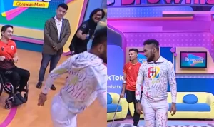 Brownis TV Saat Lakukan Senam Bersama Host dan Bintang Tamu/ Kolase TikTok @deovalent2