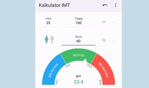 Kalkulator IMT/ Tangkap Layar Aplikasi Kalkulator IMT