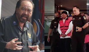 Ketum Partai Nasdem, Surya Paloh menghormati proses hukum kasus korupsi yang menyeret bakal caleg sekaligus Menkominfo Jhonny G Plate. Kolase foto Instagram/@suryapaloh.id dan ANTARA/Laliy Rahmawaty.