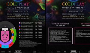 Promotor resmi merilis harga tiket nonton konser Coldplay yang akan digelar di Jakarta dan mencapai Rp11 juta begini fasilitasnya. Instagram/@temgmt.