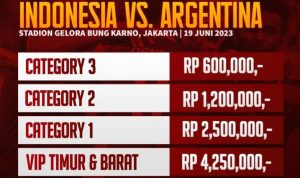 Cepat Cek! Link Beli Tiket Indonesia vs Argentina di Stadion GBK Jakarta Sudah Bisa Dipesan! link beli tiket indonesia vs argentina