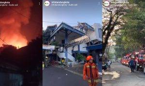 Terjadi Gedung kampus Istitut Seni Budaya Indonesia pada Selasa, 13 Juni 2023 hingga netizen khawatirkan kondisi mahasiswa. Tangkap layar Instagram/@infobandungkota.