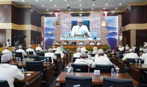 Suasana rapat paripurna istimewa dalam perayaan HJB ke-541 di Gedung DPRD Kota Bogor, Sabtu (3/6).
