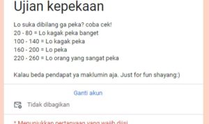 Tangkapan Layar Link Ujian Kepekaan Google Form