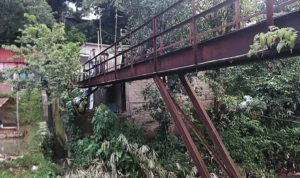 Kondisi jembatan di Kampung Ciereng, Kelurahan Ciwaringin, Kecamatan Bogor Tengah, Kota Bogor. (Yudha Prananda / Jabar Ekspres)