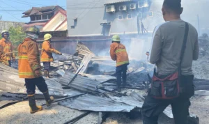 Lokasi kebakaran di area pembangunan Gedung BRI Kencana Gunung Jati, Kota Cirebon. (Jabar Ekspres/Ayu Lestari)