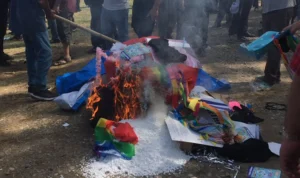 Pembubaran Festival LGBT di Georgia, Atribut dan Bendera LGBT Dibakar Warga